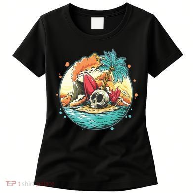 Vacation Tropical Island Skull Women's T-Shirt