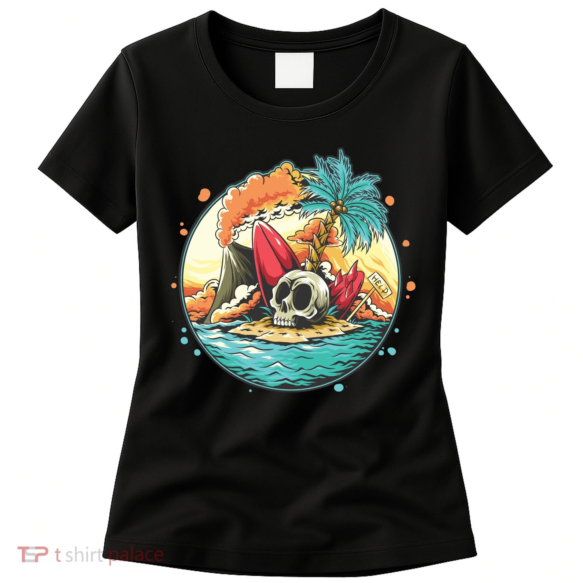 Vacation Tropical Island Skull Women's T-Shirt