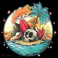 Vacation Tropical Island Skull Tote Bag thumb 4