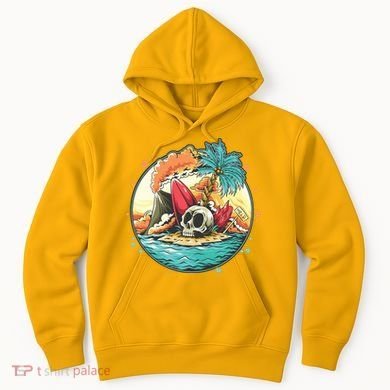 Vacation Tropical Island Skull Hoodie