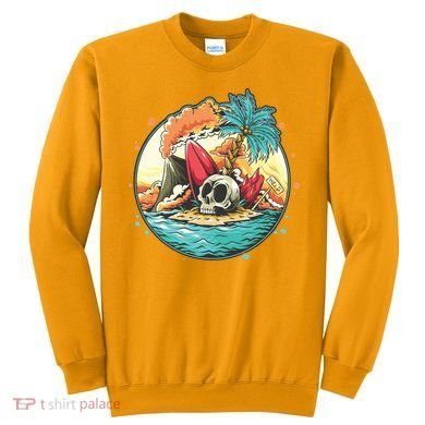 Vacation Tropical Island Skull Sweatshirt