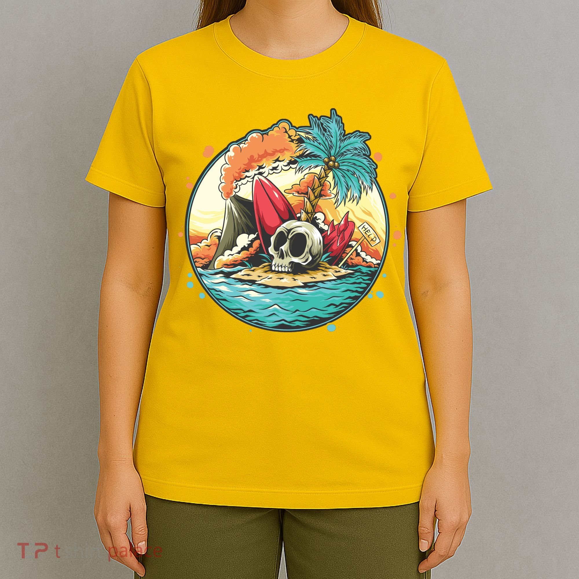Vacation Tropical Island Skull T-Shirt