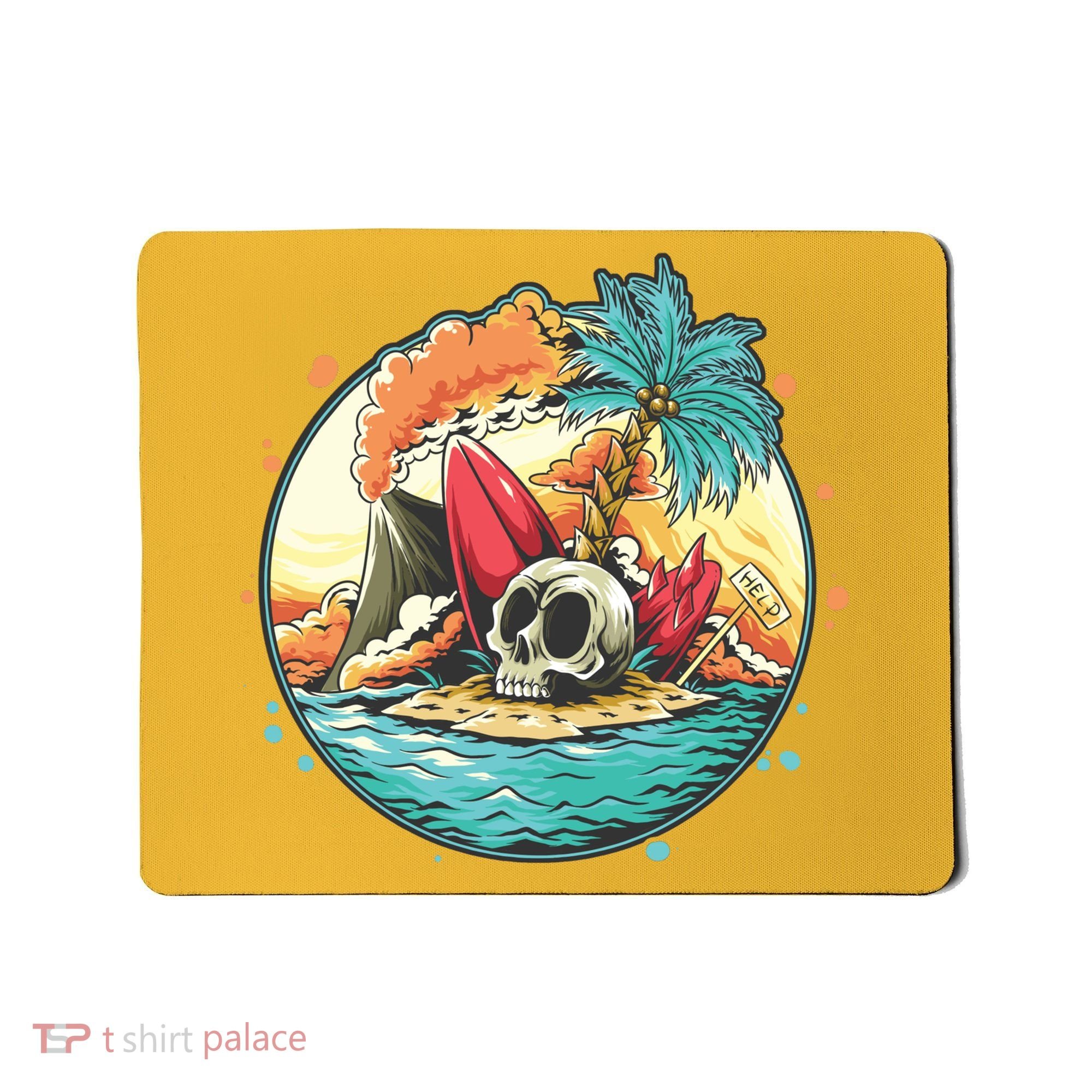 Vacation Tropical Island Skull Mousepad
