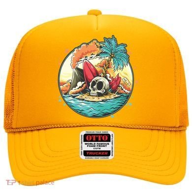 Vacation Tropical Island Skull Hat