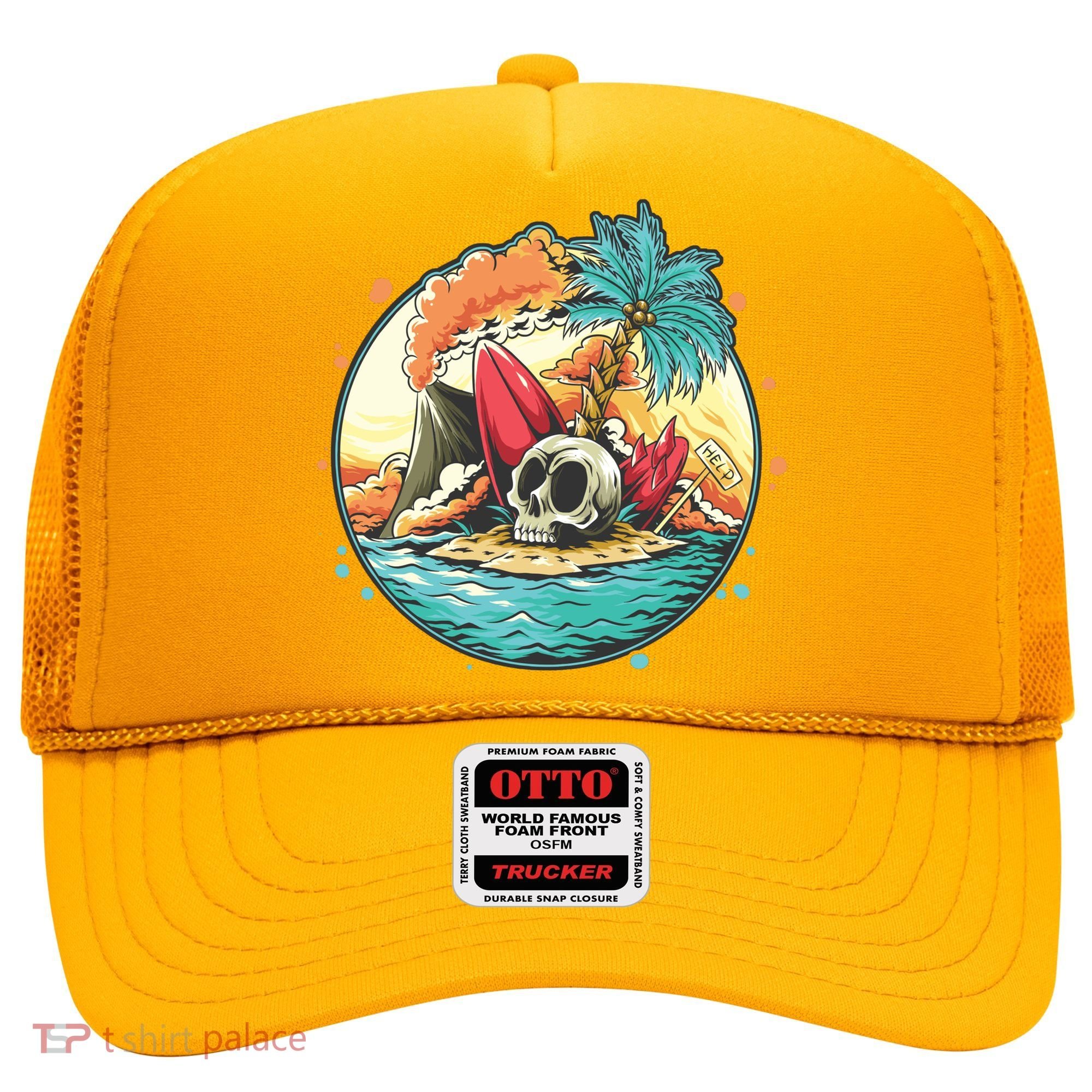 Vacation Tropical Island Skull Hat