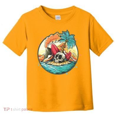 Vacation Tropical Island Skull Toddler T-Shirt