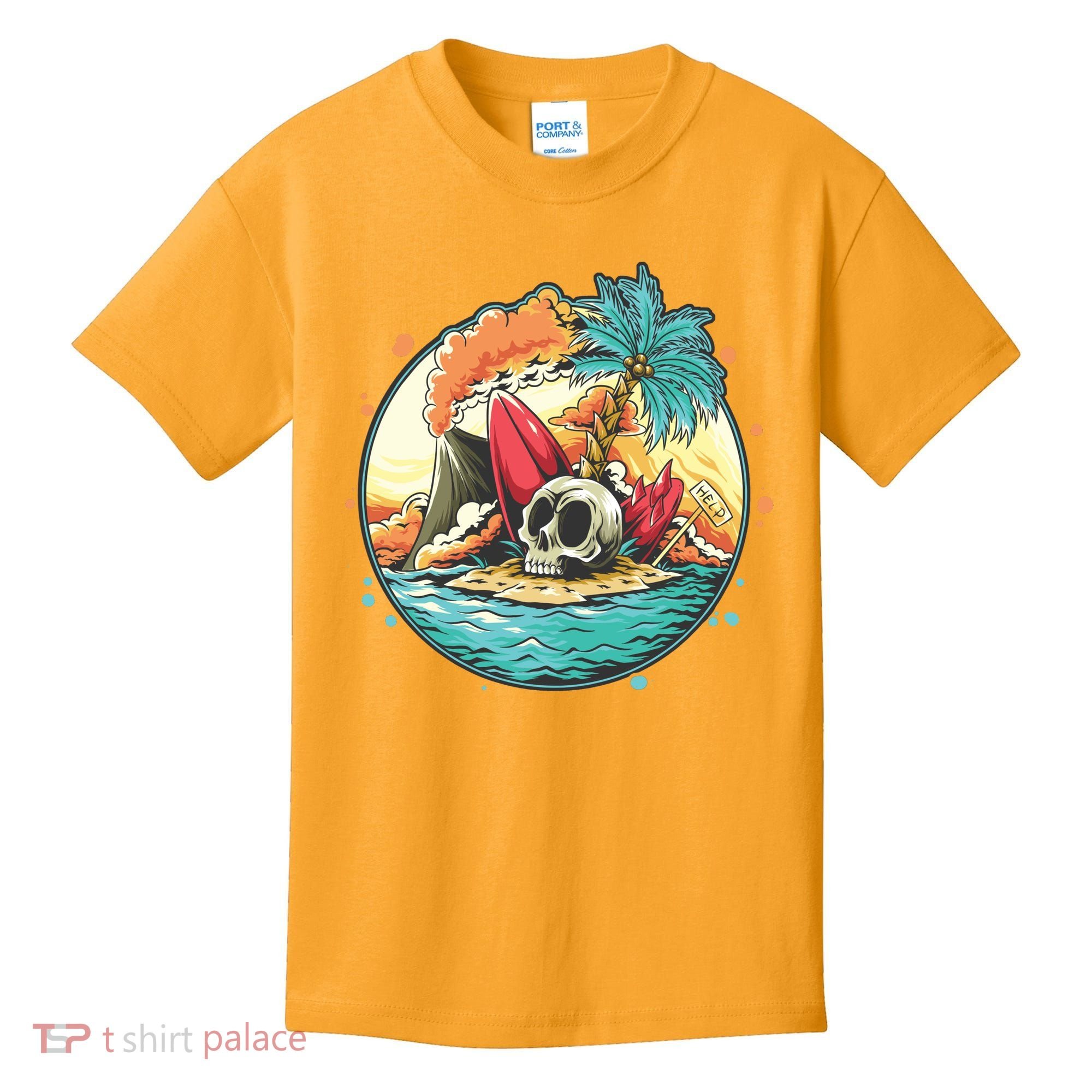Vacation Tropical Island Skull Kids T-Shirt