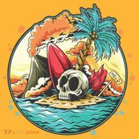 Vacation Tropical Island Skull Kids T-Shirt thumb 4