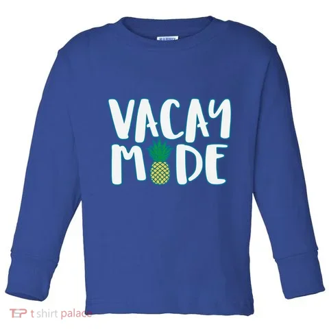 Vacay Mode Pineapple Toddler Long Sleeve in the selected color