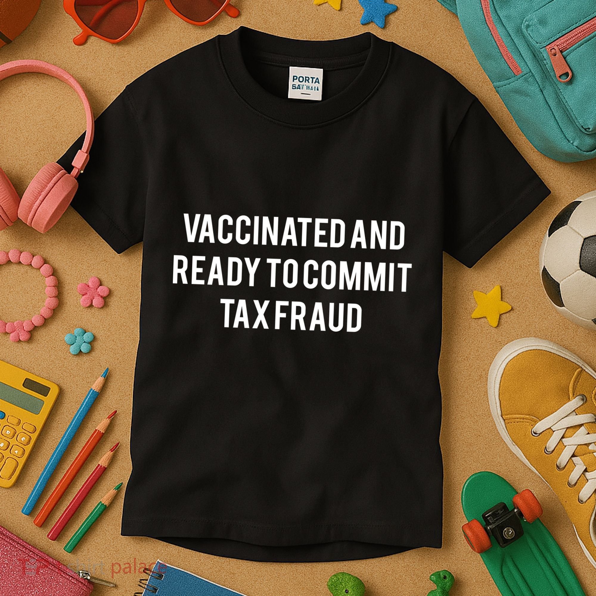 Vaccinated And Ready To Commit Tax Fraud Kids T-Shirt