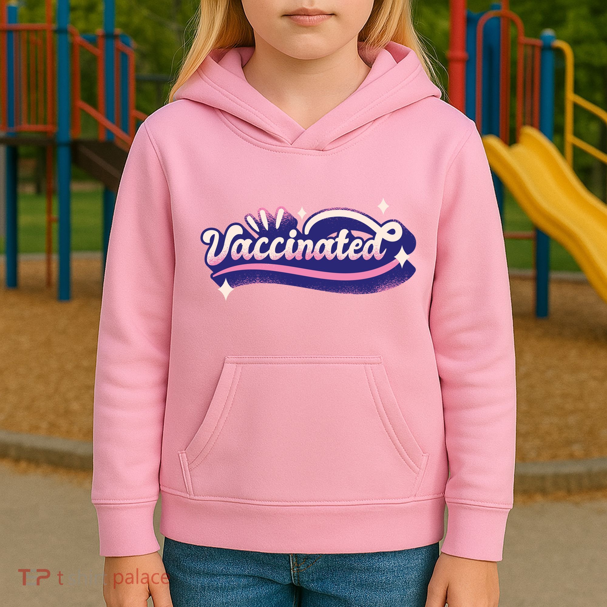 Vaccinated Sparkle Kids Hoodie