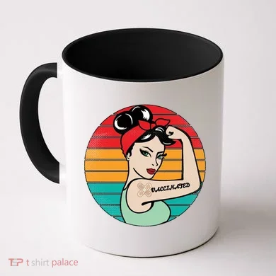Vaccinated Strong Woman Retro Coffee Mug