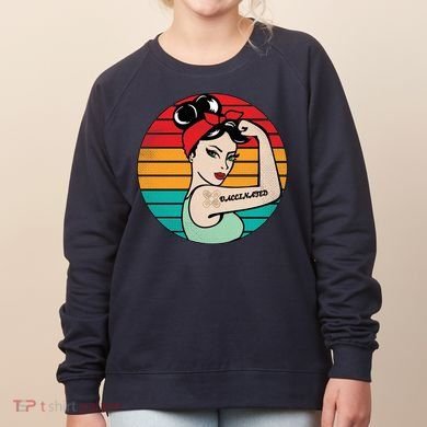 Vaccinated Strong Woman Retro Women's Sweatshirt