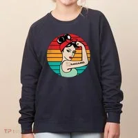 Vaccinated Strong Woman Retro Women's Sweatshirt thumb 0