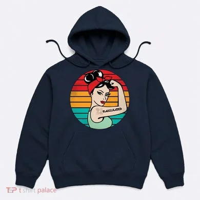 Vaccinated Strong Woman Retro Hoodie