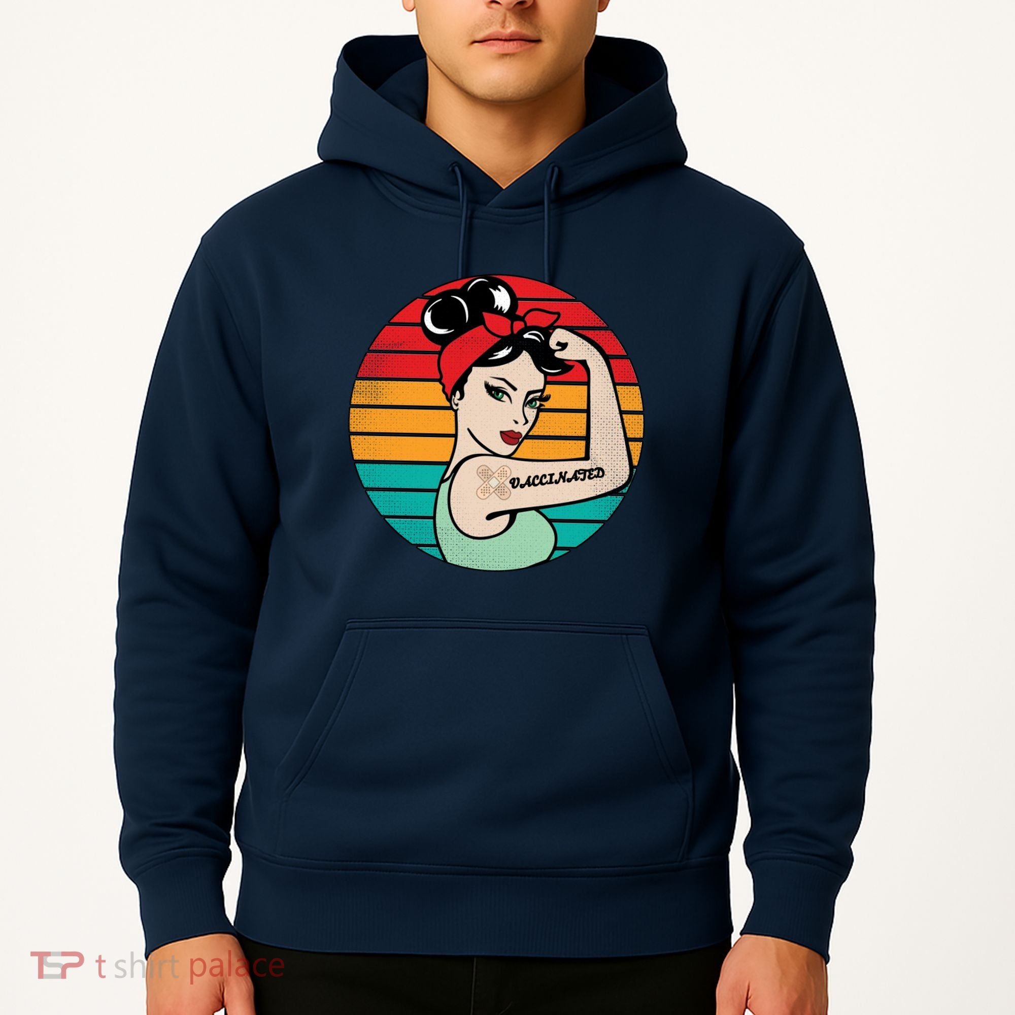 Vaccinated Strong Woman Retro Hoodie