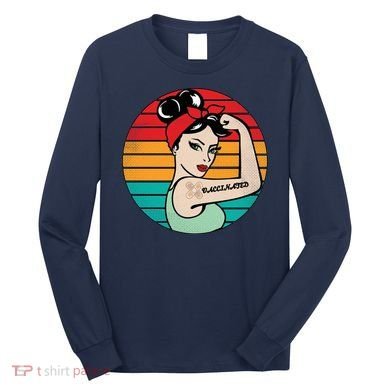 Vaccinated Strong Woman Retro Long Sleeve Shirt