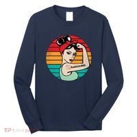 Vaccinated Strong Woman Retro Long Sleeve Shirt thumb 0