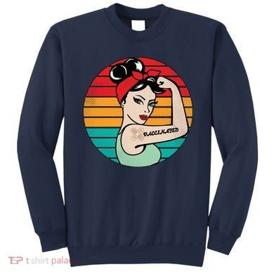 Vaccinated Strong Woman Retro Sweatshirt