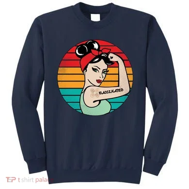 Vaccinated Strong Woman Retro Sweatshirt