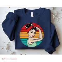 Vaccinated Strong Woman Retro Sweatshirt thumb 2