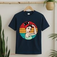 Vaccinated Strong Woman Retro T-Shirt thumb 2