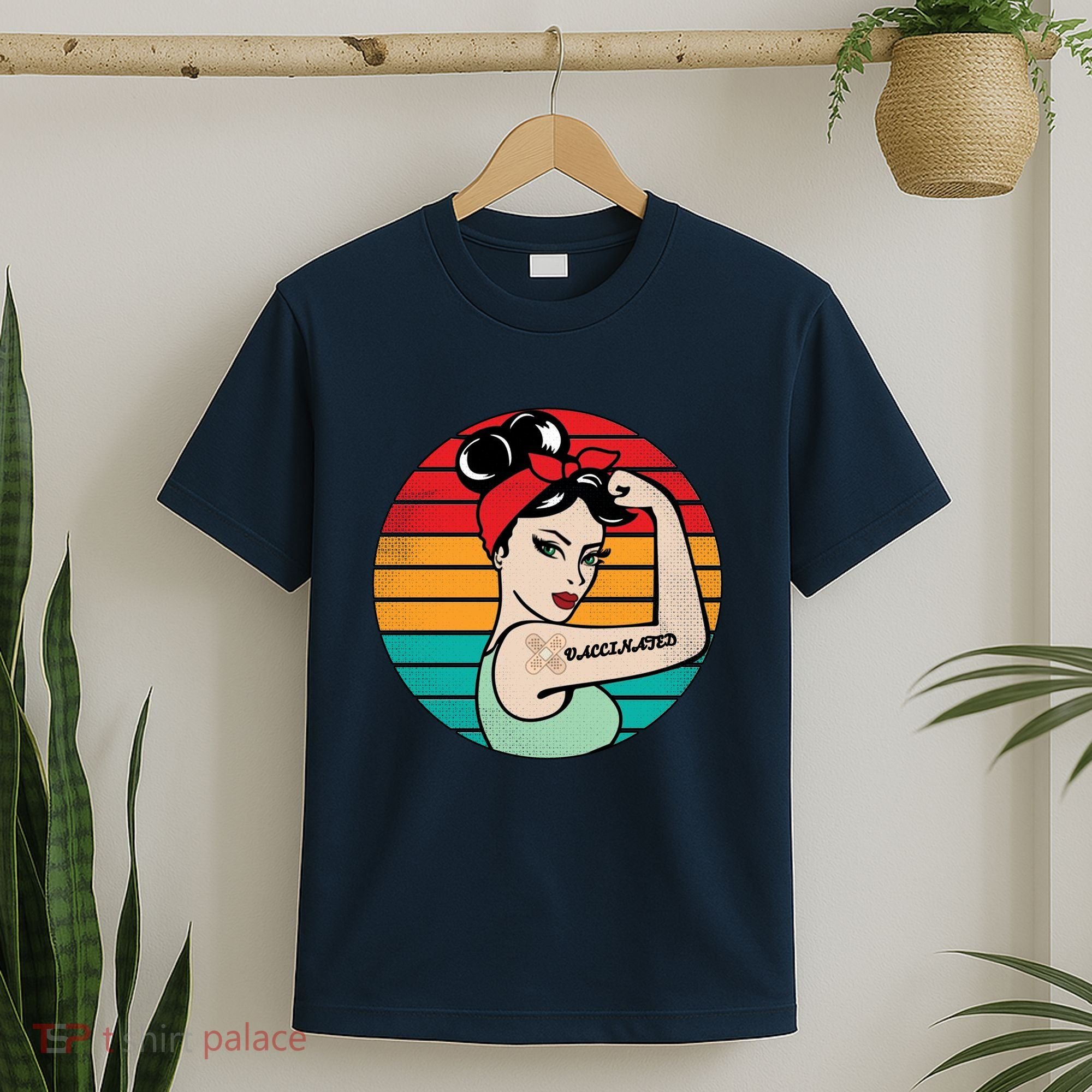 Vaccinated Strong Woman Retro T-Shirt
