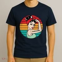 Vaccinated Strong Woman Retro T-Shirt thumb 3