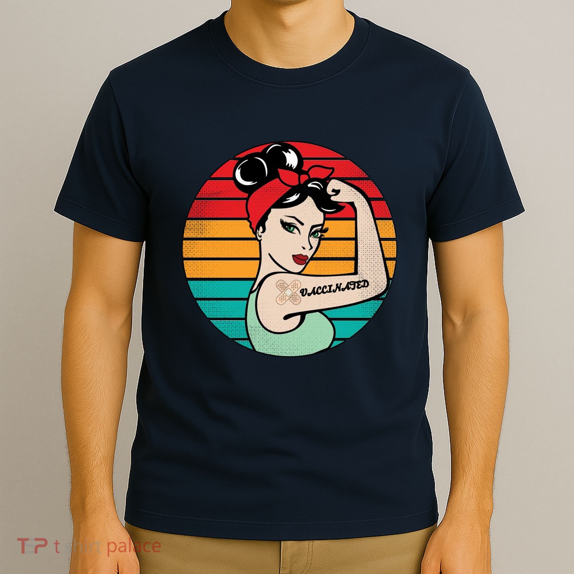 Vaccinated Strong Woman Retro T-Shirt