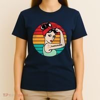 Vaccinated Strong Woman Retro T-Shirt thumb 4