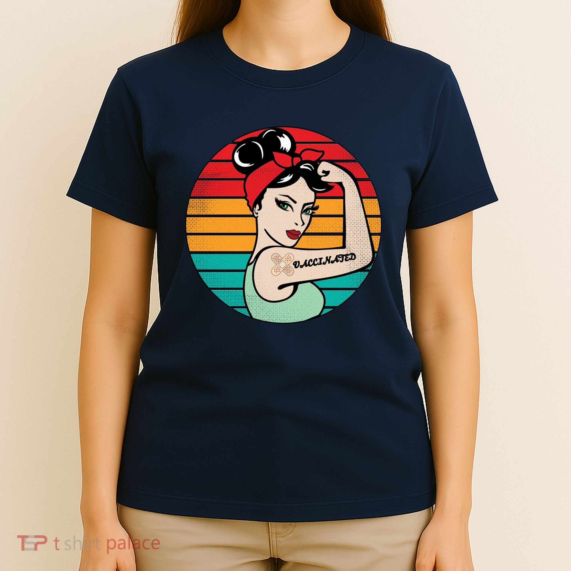 Vaccinated Strong Woman Retro T-Shirt