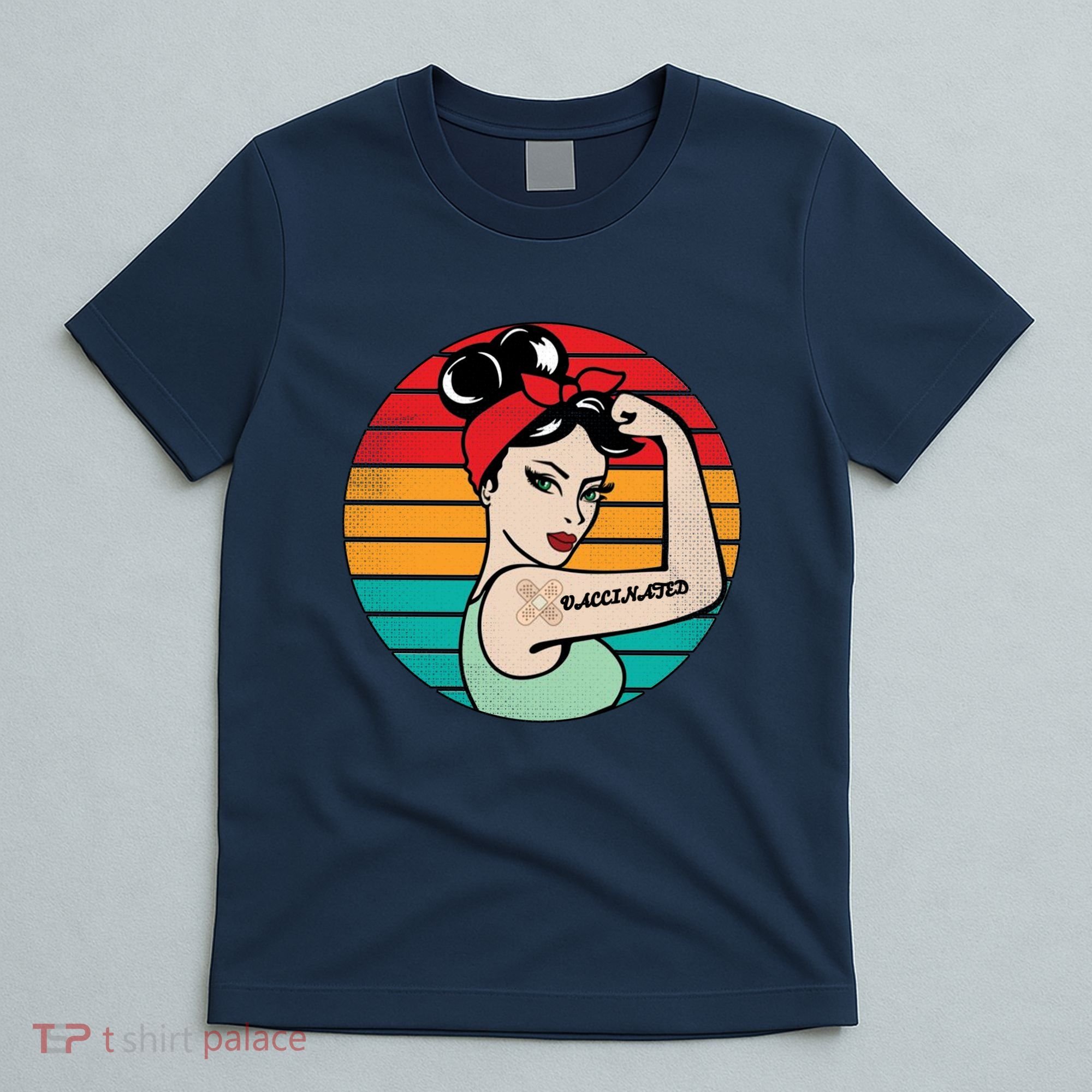 Vaccinated Strong Woman Retro T-Shirt