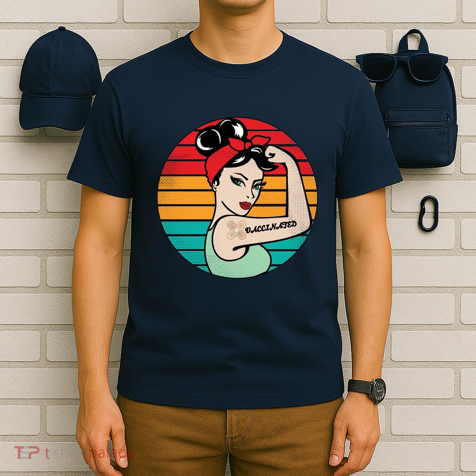 Vaccinated Strong Woman Retro T-Shirt