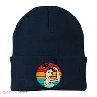 Vaccinated Strong Woman Retro Beanie thumb 0