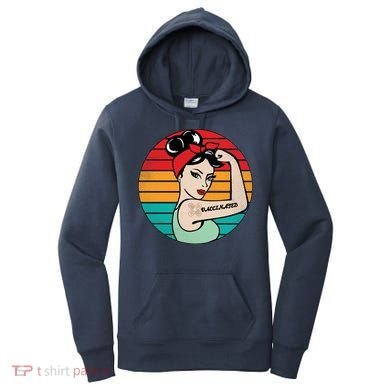 Vaccinated Strong Woman Retro Women's Hoodie