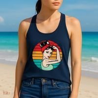 Vaccinated Strong Woman Retro Women's Tank Top thumb 2