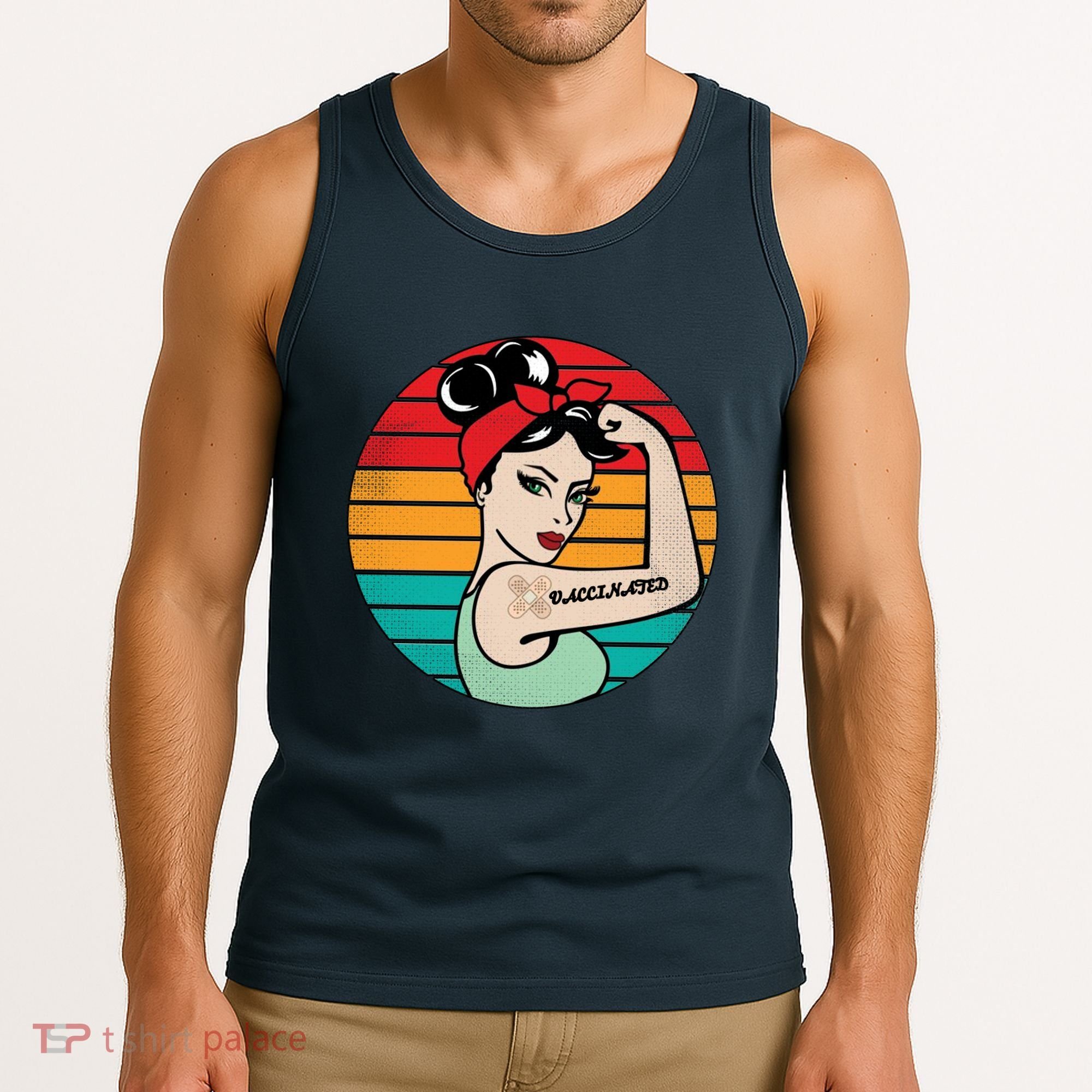 Vaccinated Strong Woman Retro Tank Top