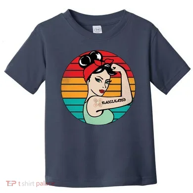 Vaccinated Strong Woman Retro Toddler T-Shirt