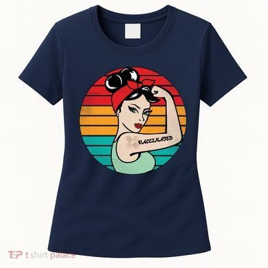Vaccinated Strong Woman Retro Women's T-Shirt