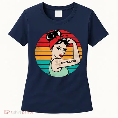 Vaccinated Strong Woman Retro Women's T-Shirt