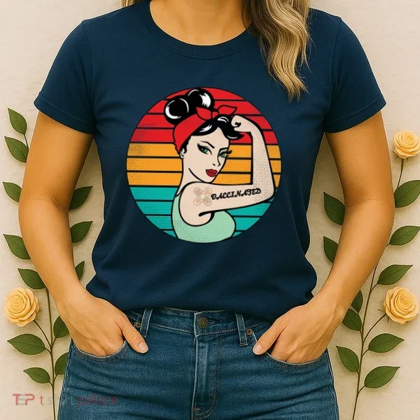 Vaccinated Strong Woman Retro Women's T-Shirt