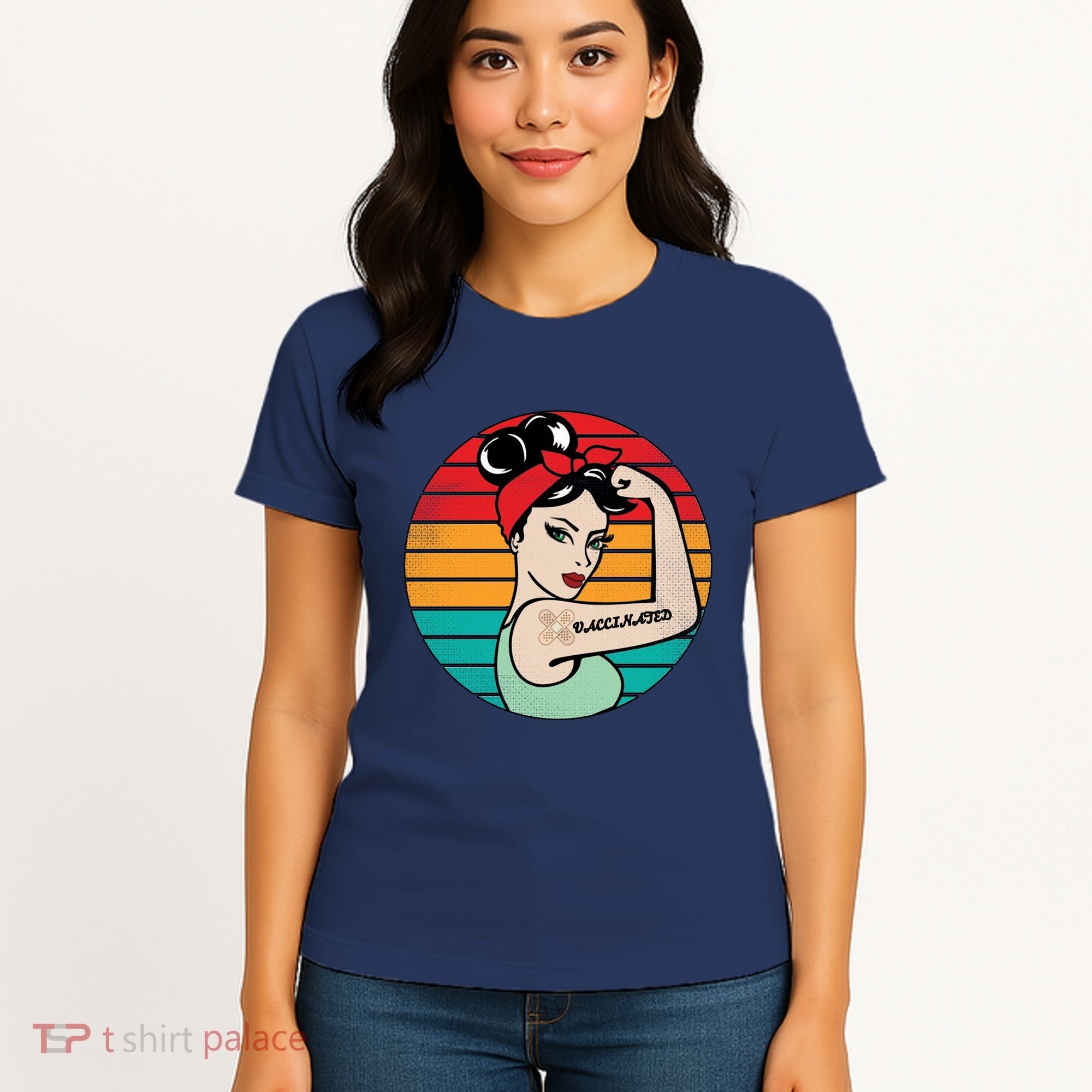 Vaccinated Strong Woman Retro Women's T-Shirt