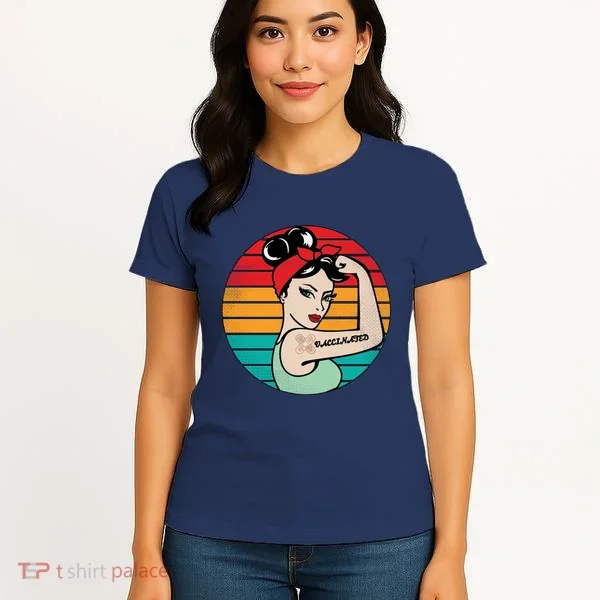 Vaccinated Strong Woman Retro Women's T-Shirt