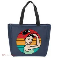 Vaccinated Strong Woman Retro Tote Bag thumb 0