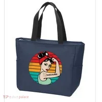 Vaccinated Strong Woman Retro Tote Bag thumb 3