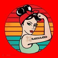 Vaccinated Strong Woman Retro Santa Hat thumb 1