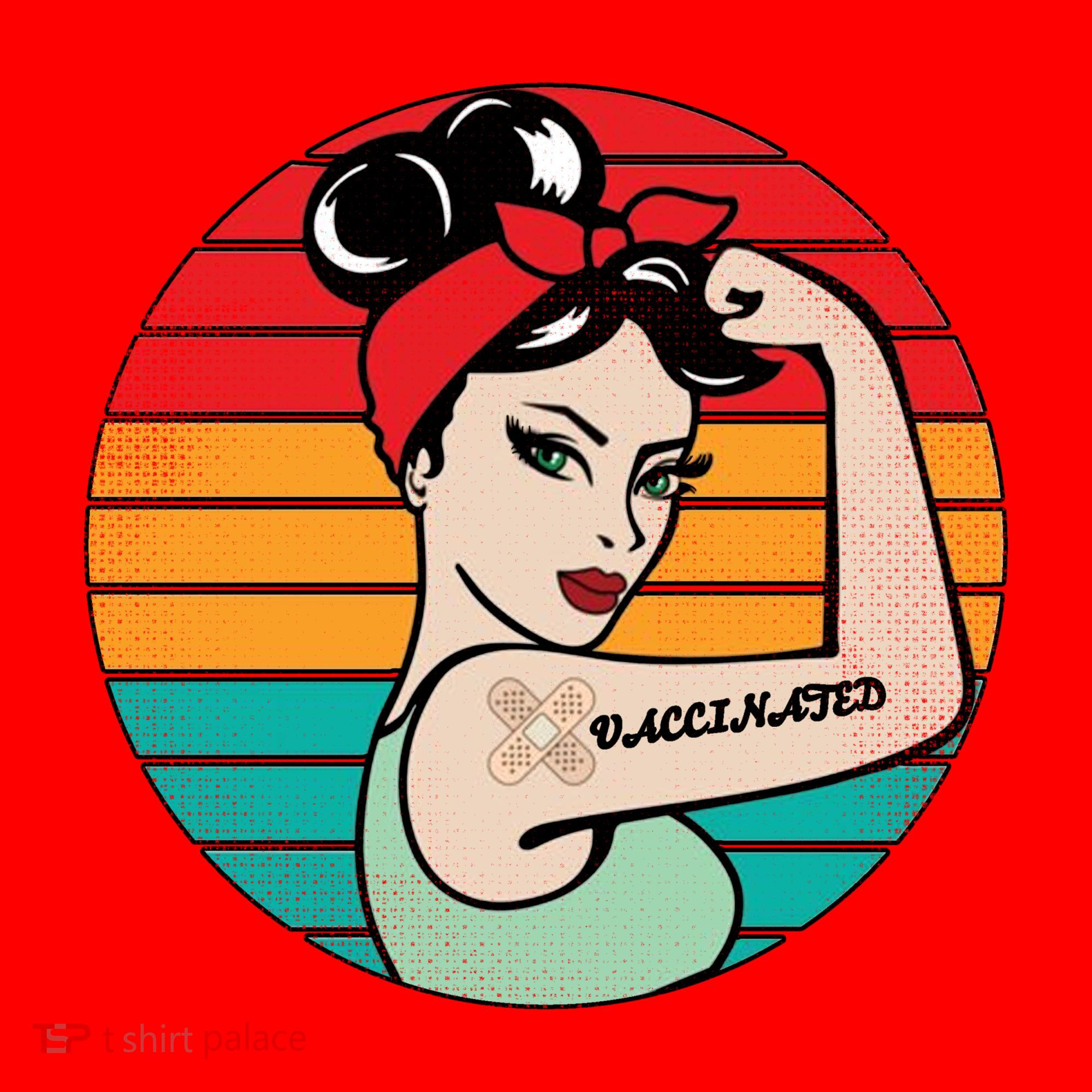 Vaccinated Strong Woman Retro Santa Hat