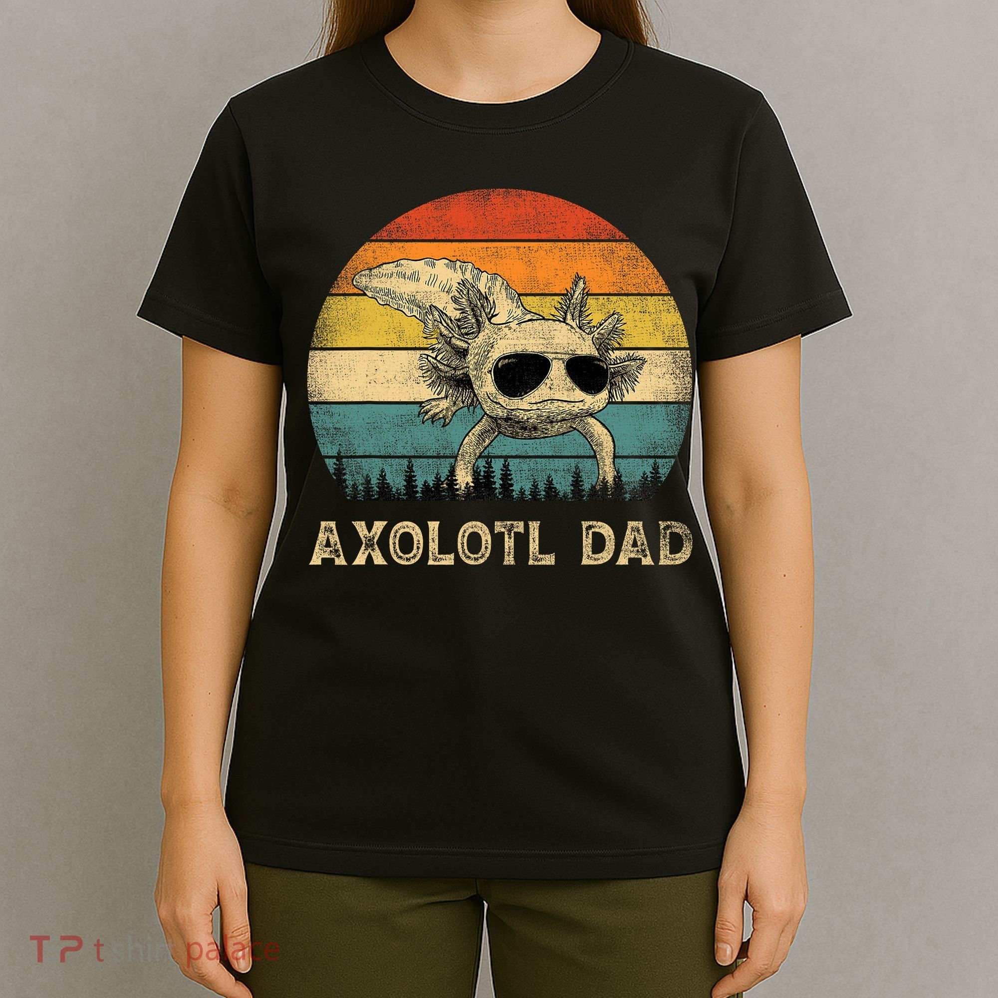 Vintage Axolotl Dad Axolotl Lovers Daddy Father's Day T-Shirt