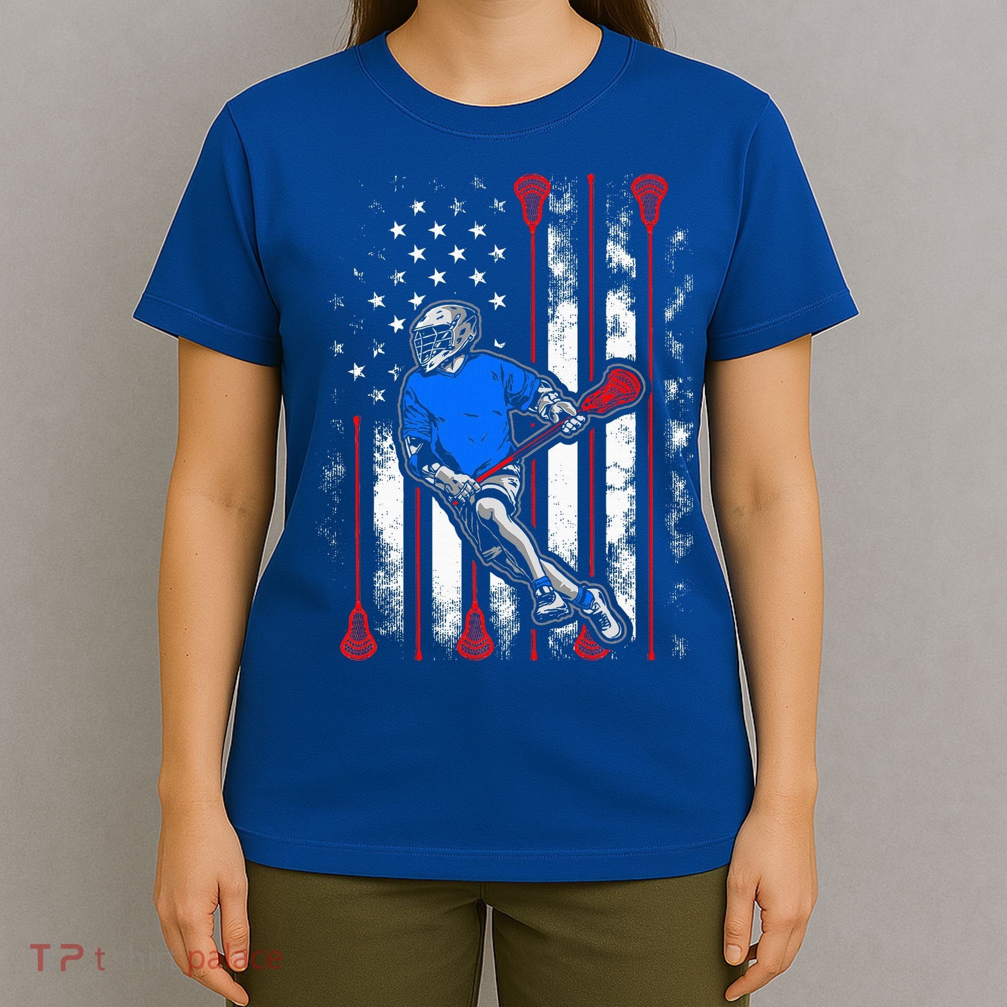 Vintage American Flag Lacrosse USA  T-Shirt