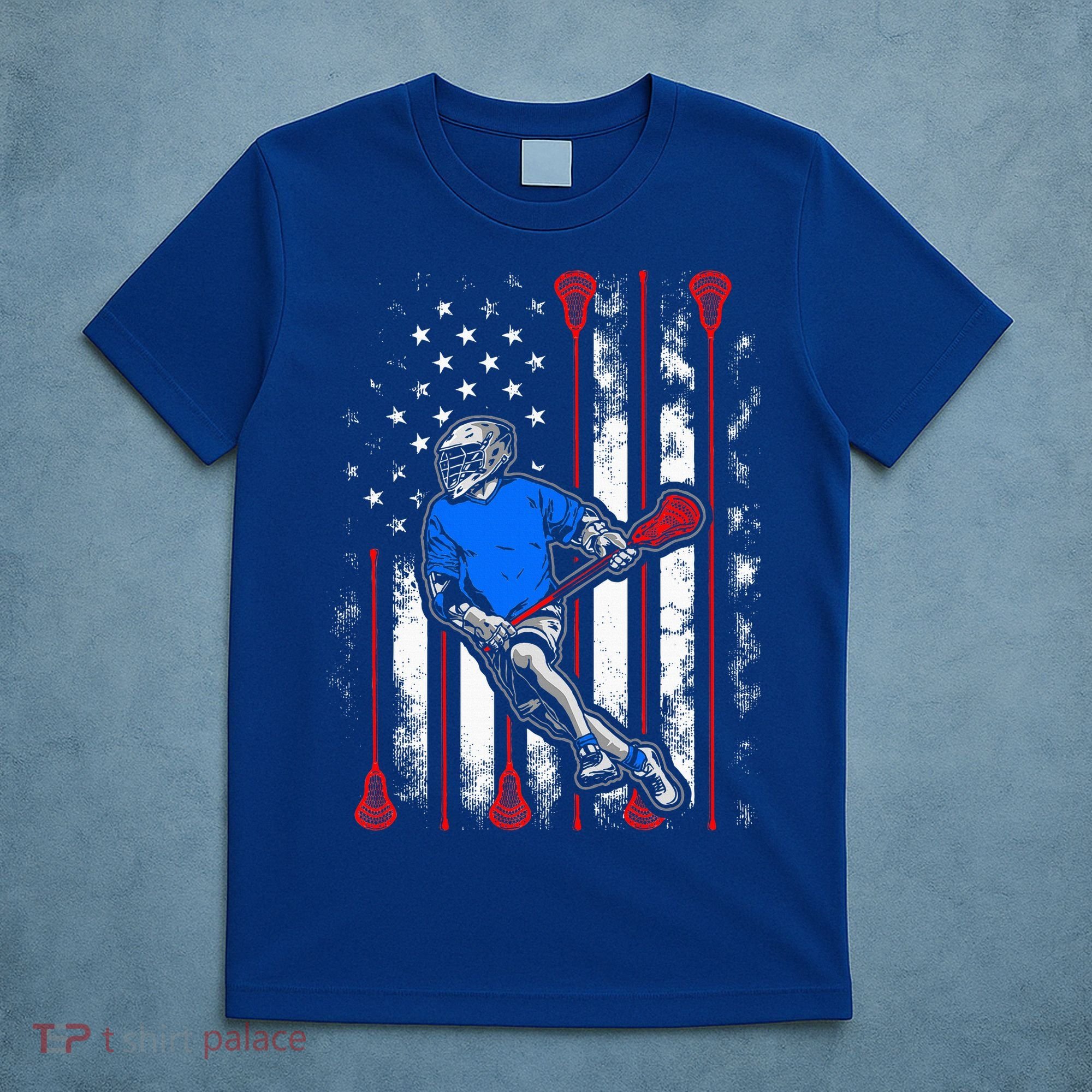 Vintage American Flag Lacrosse USA  T-Shirt
